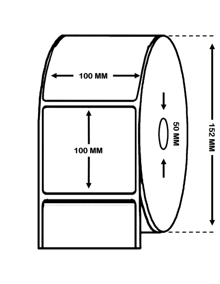 Rollo de 1,1 Millares de Etiquetas Semibrillo-couché 100x 100 mm