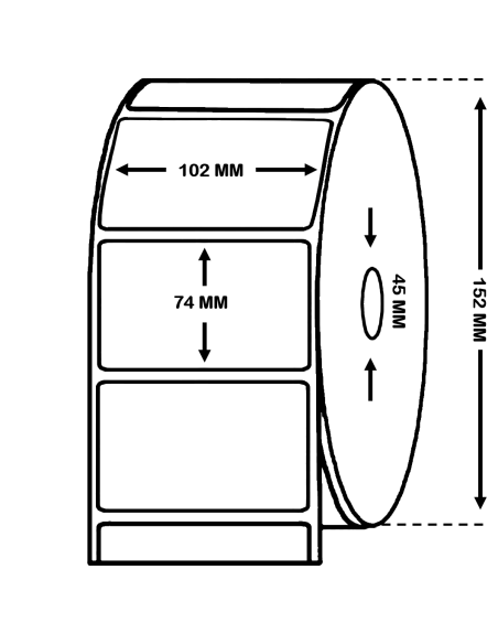 Rollo de 1,5 Millares de Etiquetas Semibrillo-couché 102 x 74 mm