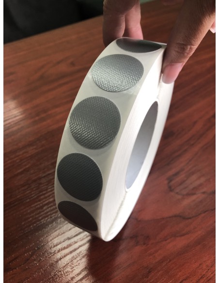 Rollo 1.250 Millar Etiquetas Cinta Americana, circulo gris Automoción 30 x 30 mm