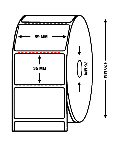 Rollo Etiquetas Papel Térmico 35 x 99