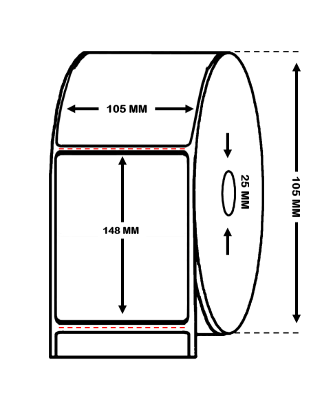 Rollo de 0.4 millares etiquetas papel térmico 105 x 148 mm