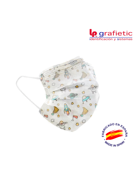 MASCARILLA QUIRURJICA INFANTIL TIPO II R , "NAVES"