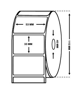CAJA DE 36 MILLARES ETIQUETAS POLIPROPILENO BLANCO BRILLO 53 x 33 mm 2