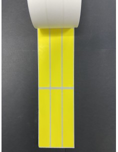 CAJA  27 MILLARES DE ETIQUETAS  PAPEL FONDO AMARILLO  POLIPROPILENO BLCO. BRILLO 30 x 160 2