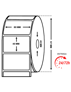 ROLLO  DE 1.000 ETIQUETAS BLANCO MATE 80 x 40 mm 2