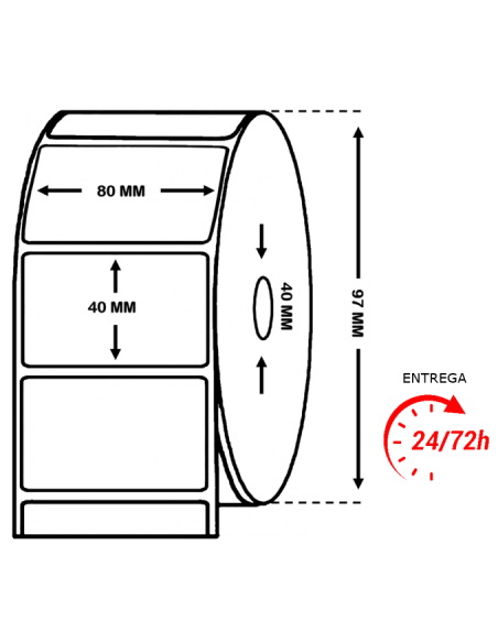 ROLLO  DE 1.000 ETIQUETAS BLANCO MATE 80 x 40 mm ROLLO  DE 1.000 ETIQUETAS BLANCO MATE 80 x 40 mm