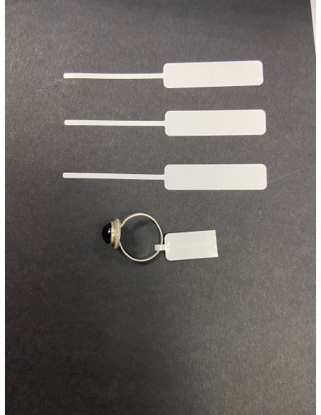 Etiquetas adhesivas para JOYERIA, rollo 4.000 etiq. - 80  x  10 mm con RESERVA DE ADHESIVO