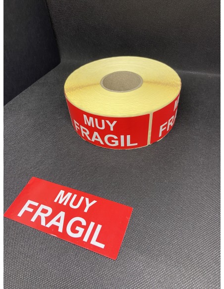 Rollo 1.000 Etiquetas adhesivas  "MUY FRAGIL" 120 x 50 mm