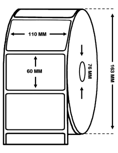 Rollo de 2 Millares de Etiquetas Semibrillo-couché 110 x 60 mm Trepadas