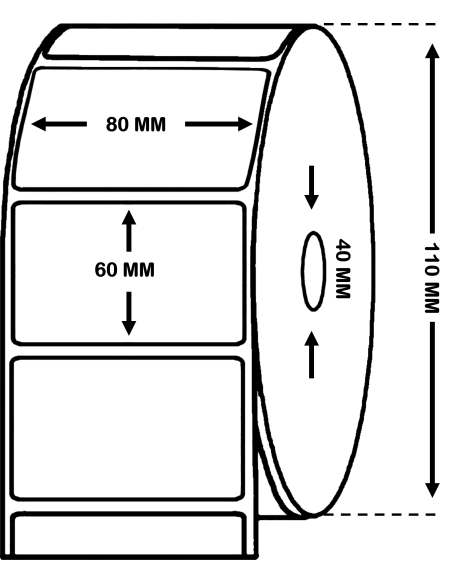 Rollo 800 etiquetas Polipropileno blanco brillo 80 x 60 mm