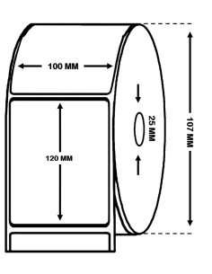 Rollo 500 etiquetas papel térmico. 100 x 120 mm
