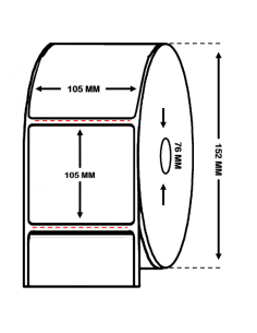 rollo 1 millar de etiquetas semibrillo-couché 105 x 105 mm