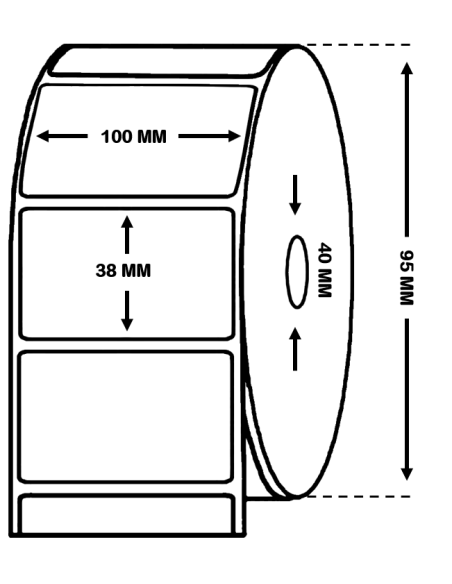Rollo 1 millar de etiquetas papel térmico 100 x 38 mm