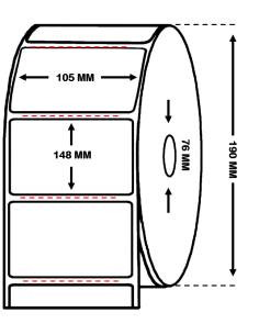 Rollo de 1 millar de etiquetas . Papel térmico 105 x 148 mm