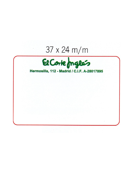 ETIQUETAS ADHESIVAS 37x24 EN HOJA DIN A4 TEXTO "EL CORTE INGLÉS"