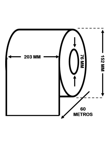 Rollo continuo de etiquetas 203 mm x 60 M.  Mate Premium. C33S045739