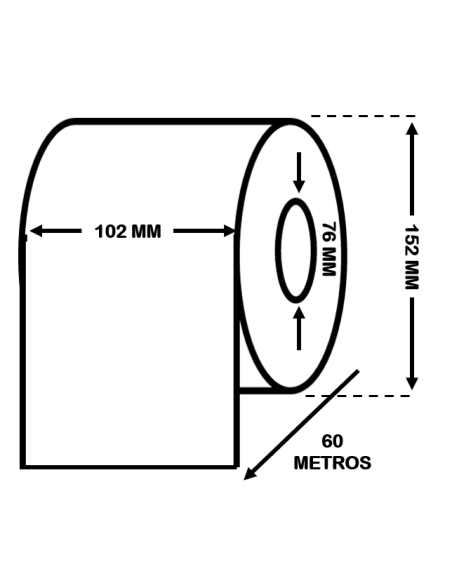 Rollo continuo de etiquetas 102 mm x 60 M.  Mate Premium. C33S045741