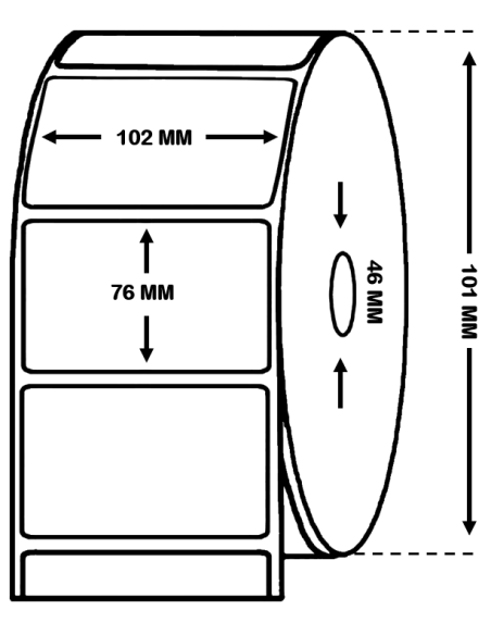Rollo de etiquetas  Inkjet 102 mm x 76 mm