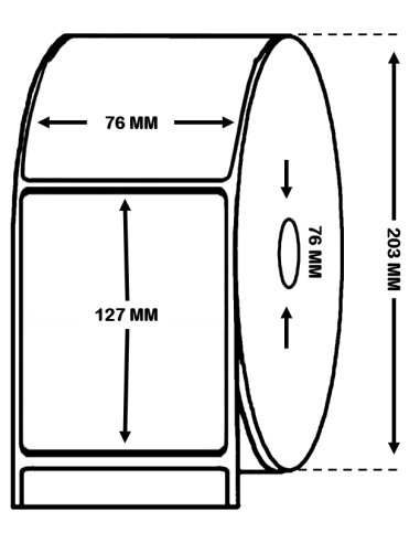 Rollo de Etiquetas Alto Brillo Inkjet 76 mm x 127 mm