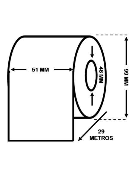ROLLO CONTINUO DE ETIQUETAS 51 MM X 29 MM. PP BLANCO MATE. C33S045742