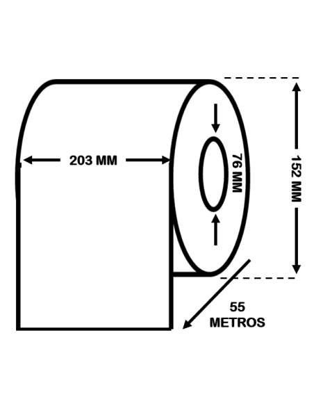 Rollo en continuo  203 mm x 55M .  PE Mate. C33S045733