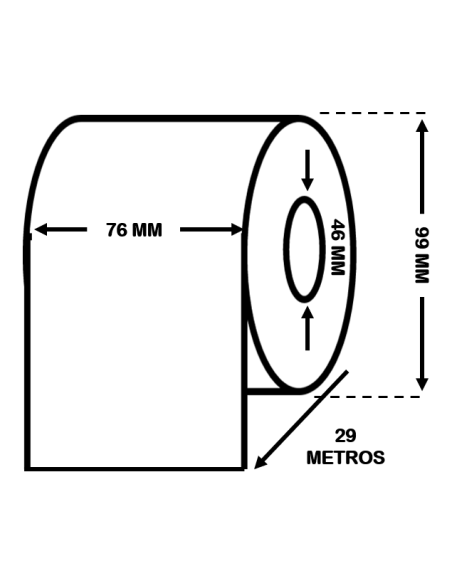 Rollo continuo de etiquetas  76 mm x 29 M . PP blanco mate. C33S045743