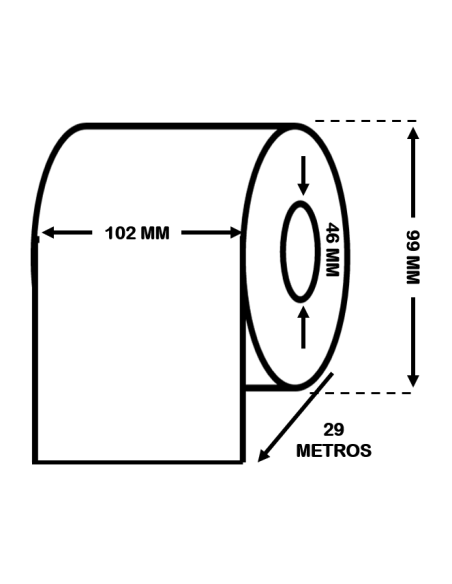 Rollo continuo de etiquetas  102 mm x 29 M . PP blanco mate. C33S045744