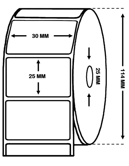 ROLLO  DE 2.100 ETIQUETAS TÉRMICO  30 x 25 mm ROLLO  DE 2.100 ETIQUETAS TÉRMICO  30 x 25 mm