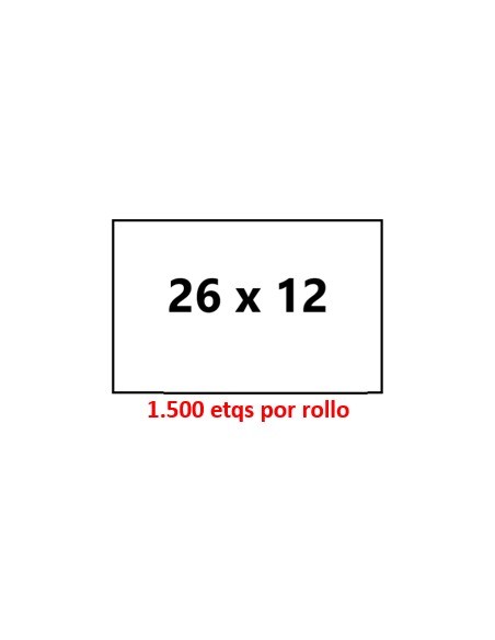 26 x 12 Rectangular. Adhesivo PERMANENTE. Estuche de 40 rollos
