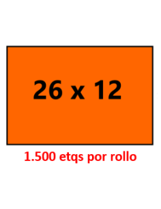 26 X 12 Rectangular. FLUOR NARANJA. Adhesivo PERMANENTE ....
