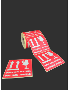 Rollo 500 Etiquetas adhesivas "POSICION-MUY FRAGIL" 100 x...