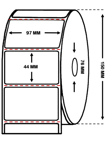 Rollo de 2.000 etiquetas 97 x 44 Térmico