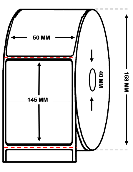 ROLLO  1 MILLAR DE ETIQUETAS  PAPEL  POLIPROPILENO BLCO. BRILLO 50 x 145 mm