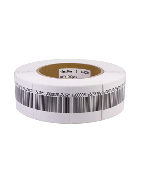 Rollo de 1.000 etiquetas 40x40 RF 8,2 MHz (Código de barras)