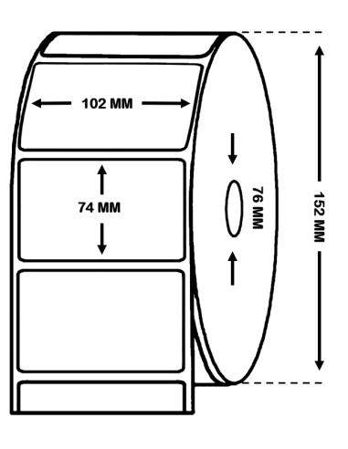 Rollo 1,5 Millares Etiquetas Papel Térmico 102 x 74 Adh. RH1