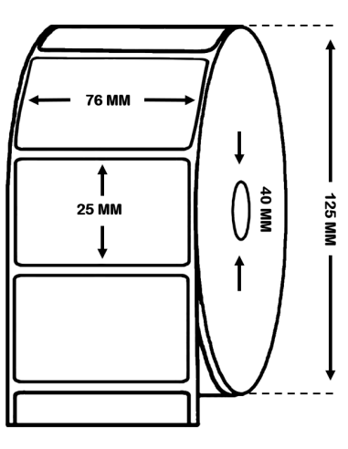 ROLLO  3 MILLARES DE ETIQUETAS PAPEL TERMICO 76 X 25 mm