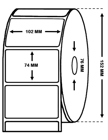 Rollo 1,5 Millares Etiquetas Papel Térmico 102 x 74 Adh. Fuerte ESPECIAL CONGELADOS