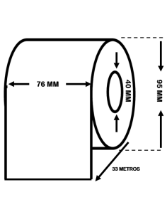 ROLLO DE ETIQUETAS CONTINUO ALTO BRILLO 76 mm X 33 METROS...