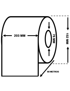 ROLLO CONTINUO DE ETIQUETAS ALTO BRILLO 203 mm x 60 M...