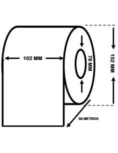 ROLLO CONTINUO DE ETIQUETAS ALTO BRILLO 102 mm x 60 M...