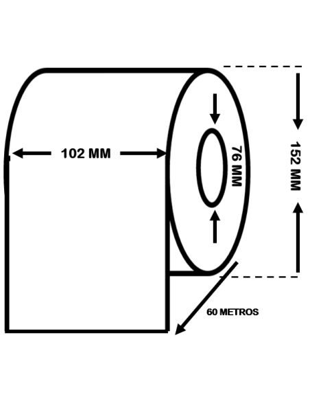 ROLLO CONTINUO DE ETIQUETAS ALTO BRILLO 102 mm x 60 M Ref: C33S045731