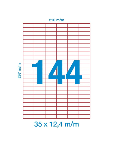 Caja de 100 hojas  de etqs adhesivas joyería DIN A4 -  35 X 12,4