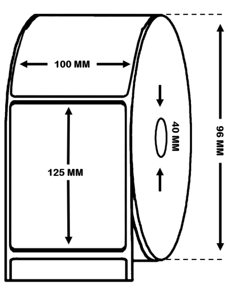Rollo de 305 etiquetas blanco mate 100x125 Adhesivo Acrílico
