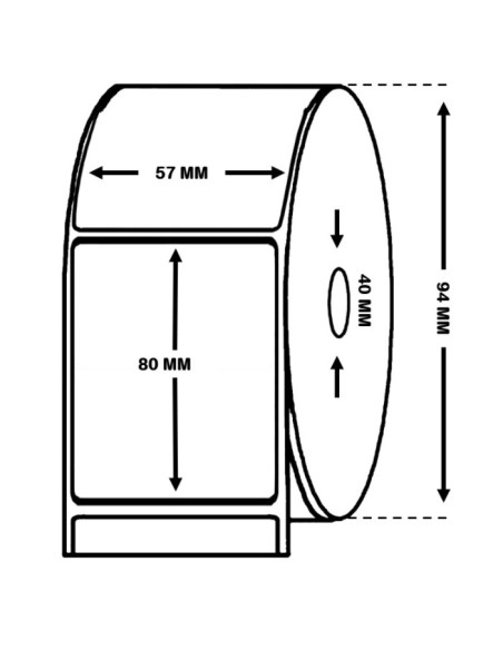 Rollo de 0,5 Millares de Etiquetas Semibrillo-couché 57 x 80 mm