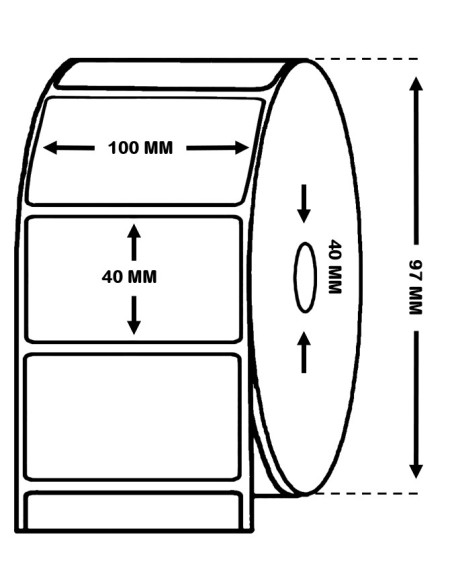 Rollo de 1 Millar de Etiquetas Semibrillo-couché 100 x 40 mm