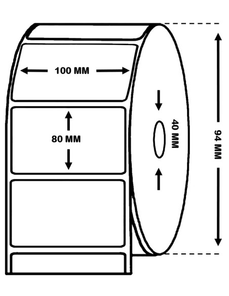 Rollo de 0,5 Millares de Etiquetas Semibrillo-couché 100 x 80 mm