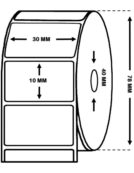 Rollo 2 Millares Etiquetas Papel Térmico 30 x 10