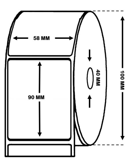 Rollo 0.5 Millares Etiquetas Papel Térmico 58 x 90
