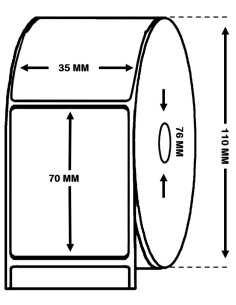 ROLLO 2.500 ETIQUETAS ALTO BRILLO INKJET 35 mm X 70 mm