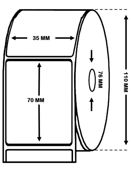 ROLLO 2.500 ETIQUETAS ALTO BRILLO INKJET 35 mm X 70 mm